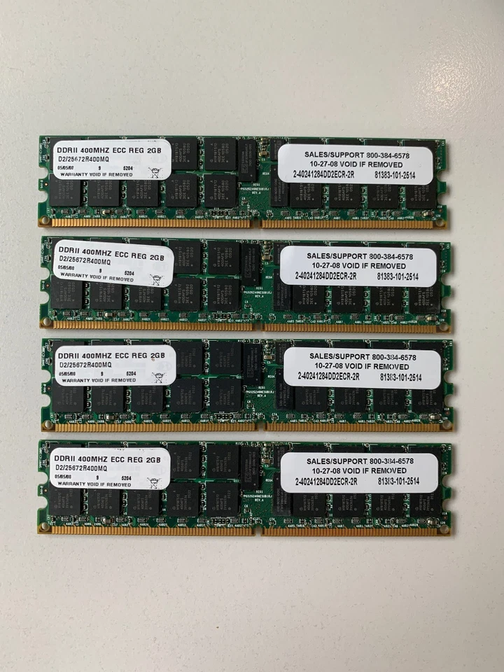 4x DDRII 400MHZ ECC REG 2GB D2/R25672400 insgesamt 8 GB