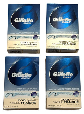 Gillette Series After Shave Splash - Cool Wave - 4x Large 3.3 oz (100mL) Bottles