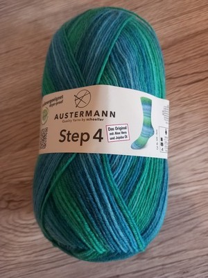 Austermann Step 4 Aura Sockenwolle Wolle petrol grün meliert 4 fach 100 g