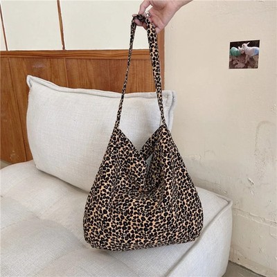 Printed Leopard Print Handbag Large Capacity Tote Bag Canvas Crossbody Bag Korea