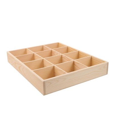 Wooden Drawer Organizer Box 12 Compartments for Socks Underwear Storage