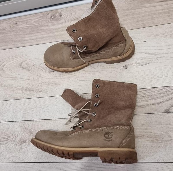 Women Timberland Boots Beige Suede 38.5