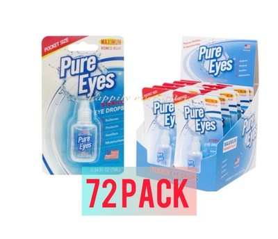 72 PACK OF PURE EYES  DROPS REDNESS RELIEF 0.24 FL OZ 7ML  UP TO 12 HRS,03/2028