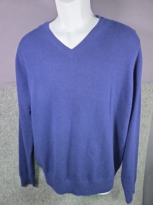 State Cashmere Blue V Neck Sweater Size Large