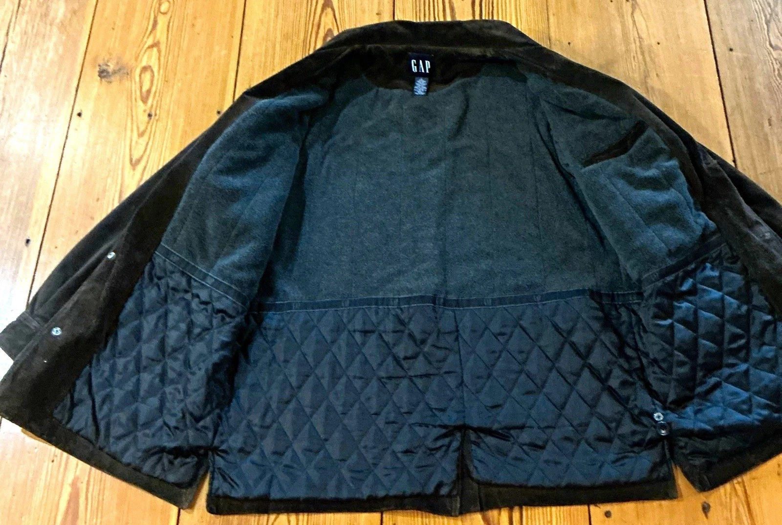 Vtg 90s/Y2K Gap “Blue Label Era” Split-Suede Relaxed-Fit Leather Jacket Mens L - product detail image 8