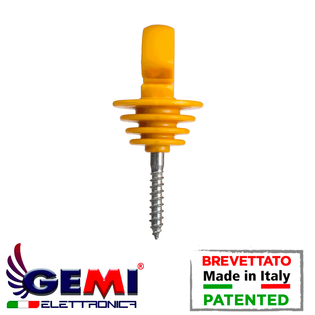 Isolatori Per Recinto Elettrico – 200 Pezzi – Per Pali In Legno – Colore Giallo – GEMI – Made In Italy