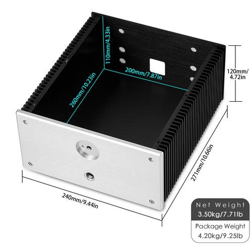 Carcasa de amplificador chasis de aluminio para HiFi Amplifier Enclosure DIY DAC Box - Imagen 7 de 9