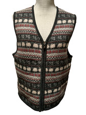 Vintage Woolrich Women's Charcoal Sheep Graphic 100 Lambswool Zip Up Vest L