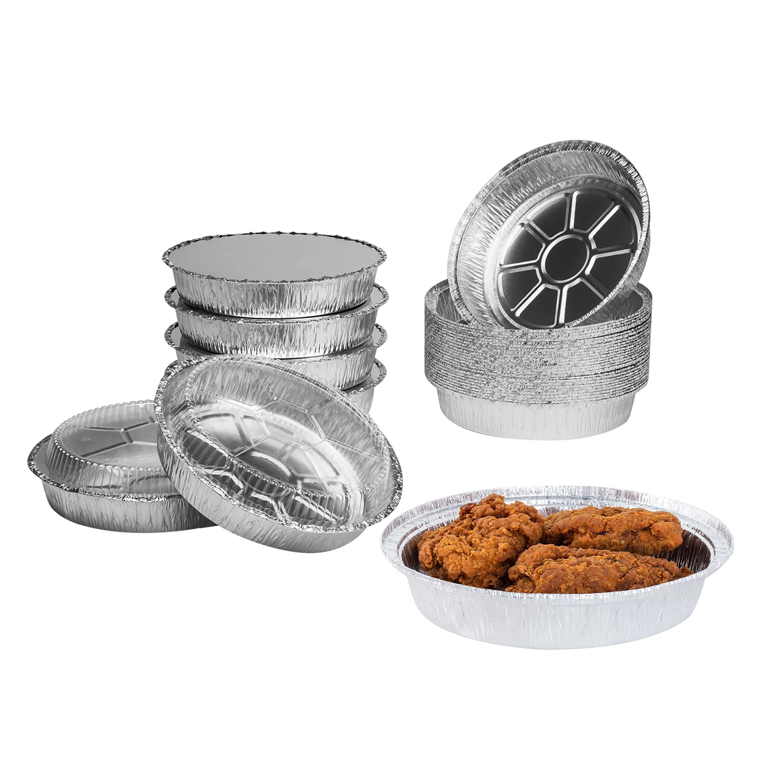 (500PK) 9" ROUND ALUMINUM FOIL DISPOSABLE BAKING CAKE PAN TIN STORAGE "NO LIDS"