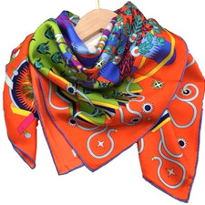 35"x35"Magical Horse 2 Print Pure Mulberry Twill Silk 18momme Scarf 88x88cm4-136