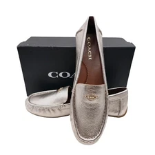 COACH Marley Driver CHAMPAGNE Pebbled Leather Loafer Slip On NEW IN BOX
