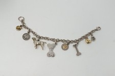 I LOVE MY DOG Charm Bracelet crytal bow bone Silver Tone little gifts 7.25"