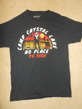 FRIDAY THE 13TH CAMP CRYSTAL LAKE JASON STYLE USED ADULT T SHIRT MED SIZE IN VGT