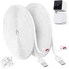 2 Pack 25FT Power Extension Cable Compatible with WYZE Cam Pan V3 Camera, 90 Deg