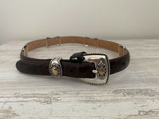 New Brighton Belt 40388 S28 Brown Leather Silver Gold Buckle Decorative Western