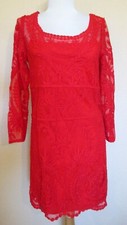 Express Casual RED Dress Embroidery/Mesh nylon cami lined Medium ~ Nice