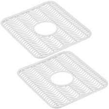Sink Protector Mat 2 Pack Plastic with Center Drain Cutout Protect Sink 11 x 12"