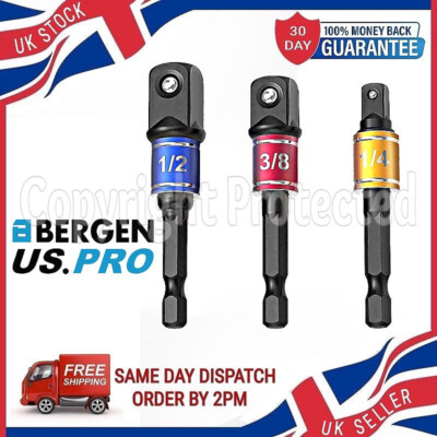 US PRO IMPACT DRILL SOCKET BIT ADAPTER HEX DRIVE CONVERTER SET SQUARE DRIVER