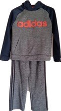 Adidas Boys'Kids Athletic Pullover Hoodie  Pants NAVY/ORANGE/Grey,S.M10-12 Used