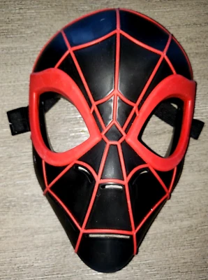boys BLACK RED SPIDERMAN HALLOWEEN MASK one size PRETEND PLAY WEAR nice! - Image 1 of 2