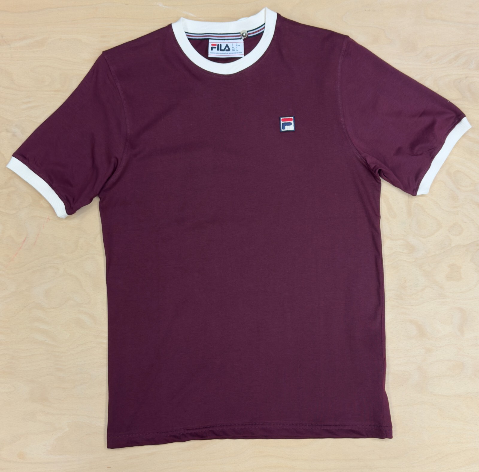 T shirt Fila Vintage Marconi Essential Ringer Windsor Wine Gardenia logo F