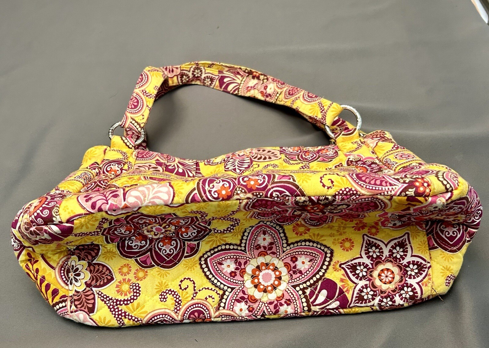 Vera Bradley On-the-Go Over Shoulder Bag in Bali Gold Womens Purse Yellow Pink image 3