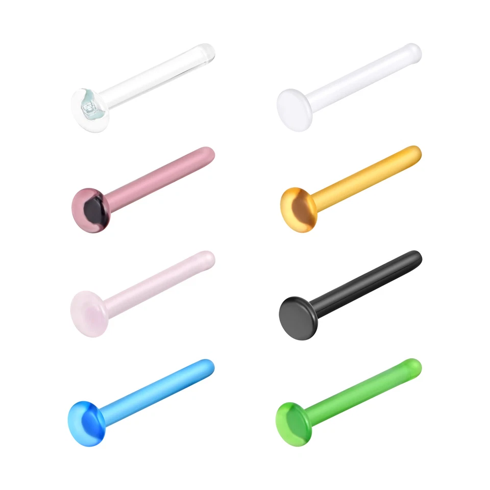5pcs 20G Glass Nose Studs Ring Lip Eyrbrow Ear Cartilage Bone Studs Nostril Pin - Image 2 of 4