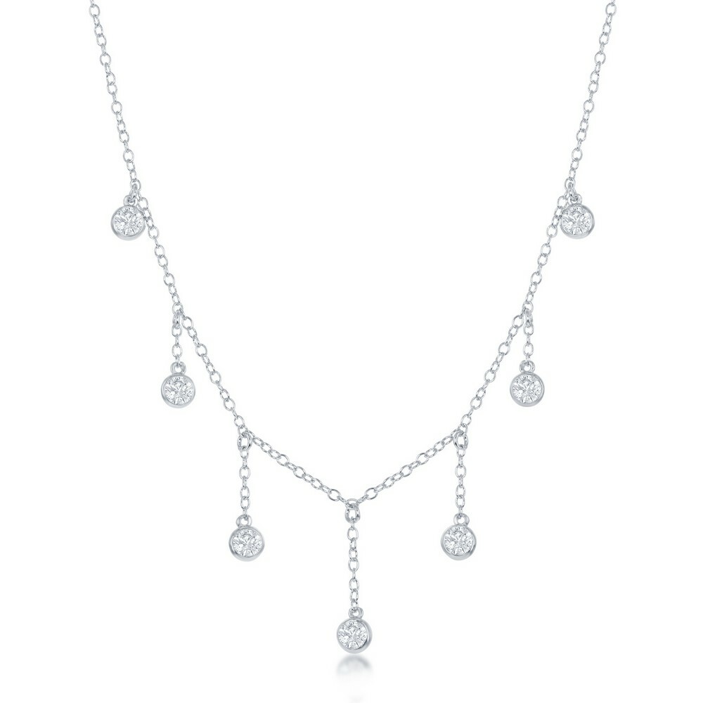 Ожерелье из чистого серебра с висячим ободком и кубическим цирконием 7990₽