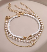 Set of 4 Faux Pear and Rhinestone Mix Bracelet for Women