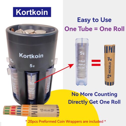 Automatic Coin Sorter 5-In-1 Coin Counter with Coin Wrappers, Sort Your Loose - Picture 4 of 6