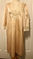 Vintage Barbizon Boutique 1980s Pink White Lace Nightgown Nylon Satin Size M