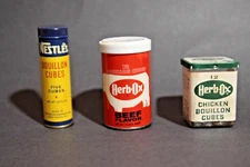 Vintage Bouillon Cube Containers Lot of 3.  Two Herb-Ox and One Nestle