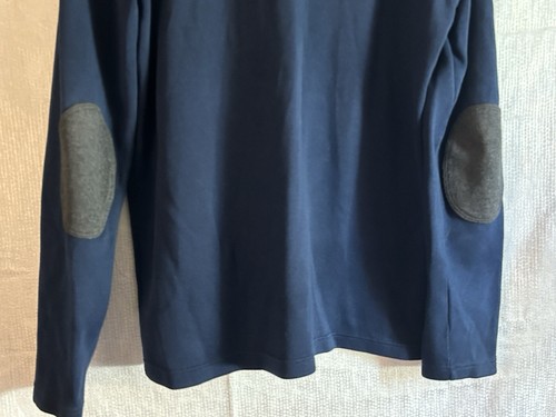 Banana Republic Herren Large Tall 1/4 Reißverschluss Baumwolle Pullover Sweater blau Ellenbogenaufnäher - Bild 19 von 22
