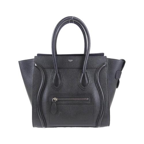 CELINE Luggage mini shopper Handbag 165213 leather Navy Used Women