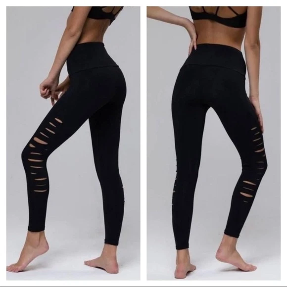 Onzie Flow Black Side Slit Leggings Size XS