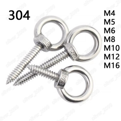 304 Stainless Steel Eye Bolts Eye Bolt Sheet Metal Screws M4 M5 M6 M8 M10 M12 M16