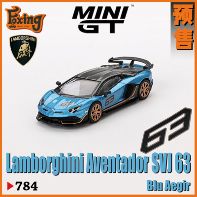 MINI GT 1:64 Aventador SVJ 63 Blu Aegir Blue RHD Model Car | eBay