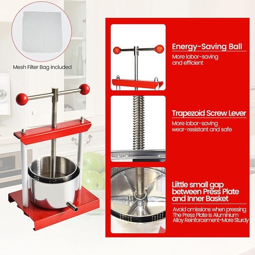 Power Ball Handle Juice & Olive Oil Press - 6L Stainless Steel Manual Extractor - Picture 8 of 9