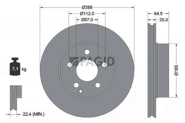 2X Pagid Bremsscheibe InnenbelüFtet Ø288Mm FüR Mercedes-Benz C-Klasse W204 S204-image