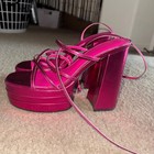 Azalea Wang Marky Ankle Strap Platform Sandals in metallic pink Size 9 — photo 2