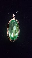Terrific Antique Flapper 1920s Era 9ct Silver Lined Bright Green Spinel Pendant