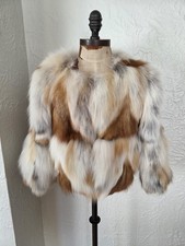 Red Fox Fur Jacket Cropped Bolero Half Sleeve Size XS