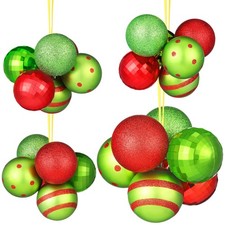 4 Sets 24 Pcs Lime Green Christmas Ball Ornaments for Tree Pre Strung Plastic...