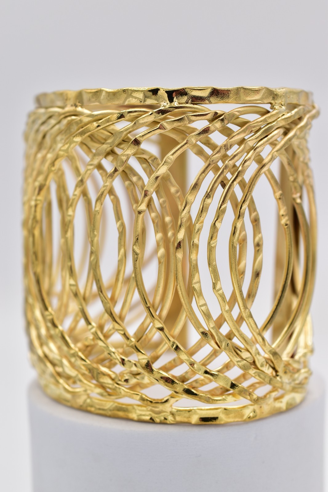 Vintage Statement Cuff Bangle Bracelet Wired Chun… - image 6
