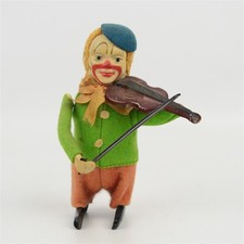 Vintage Schuco Tin Wind Up Clown Violinist Toy Germany Working 4.5"