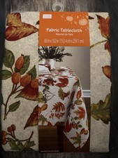 Leaves Cranberries Rectangle Tablecloth Harvest Design - 60" x 102" Multicolor