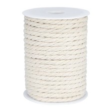 1/4 Inch Nautical Cotton Rope, 6mm x 98Feet Clothes Line for Outdoor, 3 Ply W...