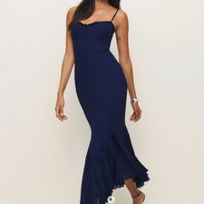 REFORMATION Aiko Dress navy blue size 6 stunning !