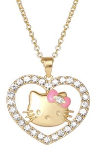Authentic Hello Kitty 18 K Gold Plated Open Heart Pendant Necklace
