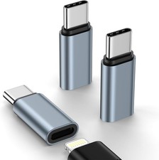 3 Pack Lightning to USB-C Adapter for iPhone 17 Air/17 Pro Max/16e/16 Grey